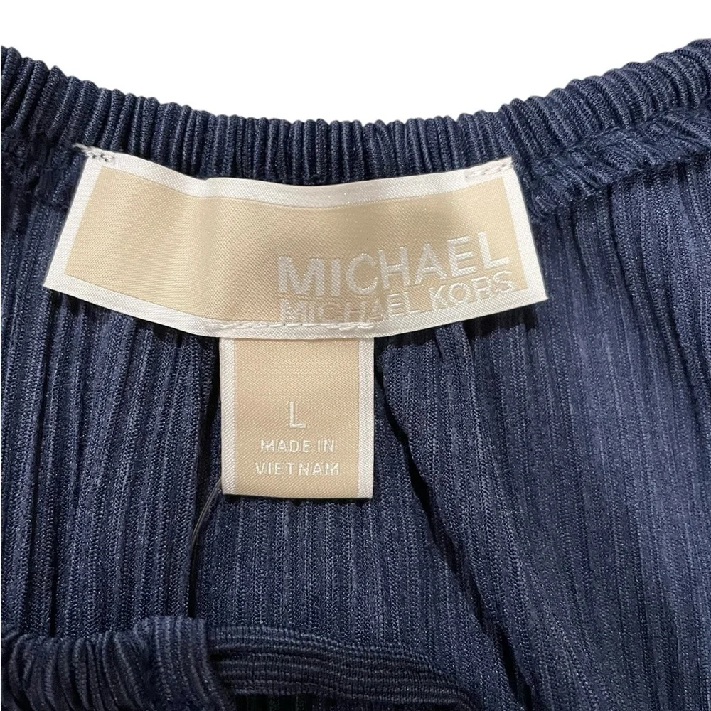 Michael Kors Womens Blue Keyhole Peasant Top L - Picture 4 of 6